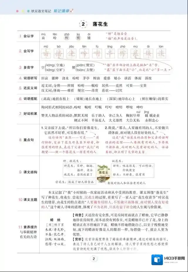 状元语文笔记背记