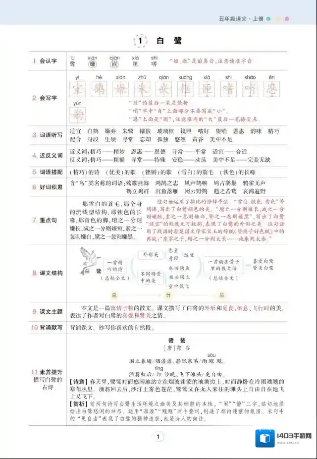 状元语文笔记年级上册